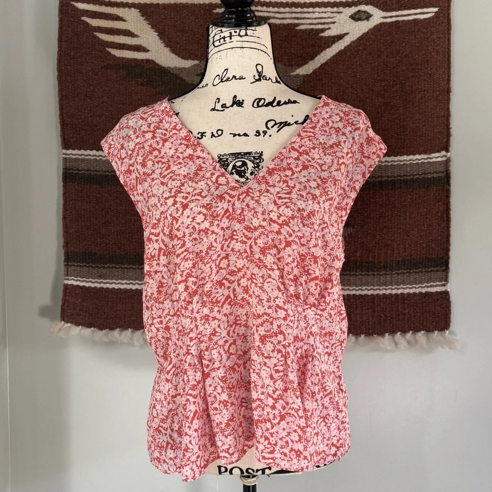 Rebecca Taylor Silk Provence Floral Block Print V-Neck Top - Picture 3 of 11